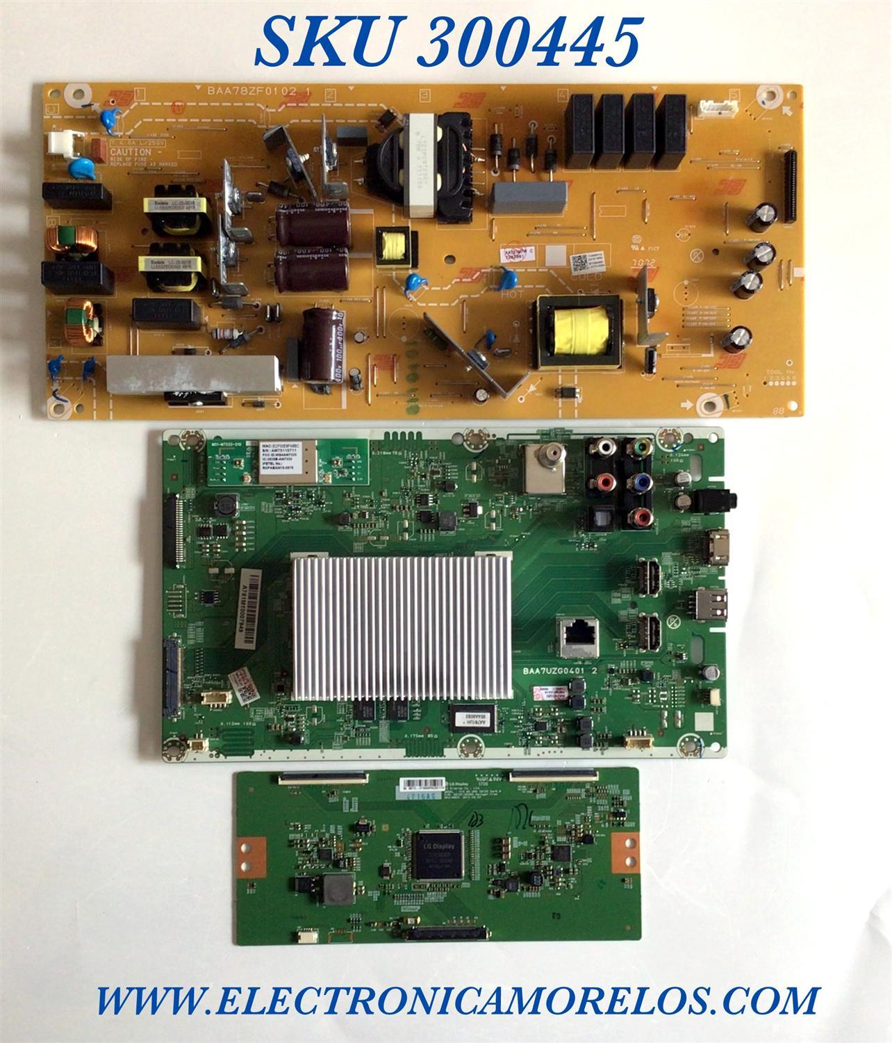 KIT DE TARJETAS PARA TV PHILIPS MAIN AA781UH / AA781-MMA / BAA7UG0401 2 / FUENTE AA781-MPW / BAA78ZF0102 1 / T-CON 6871L-4716A / 6870C-0548A / 4716A / MODELO 65PFL5602/F7